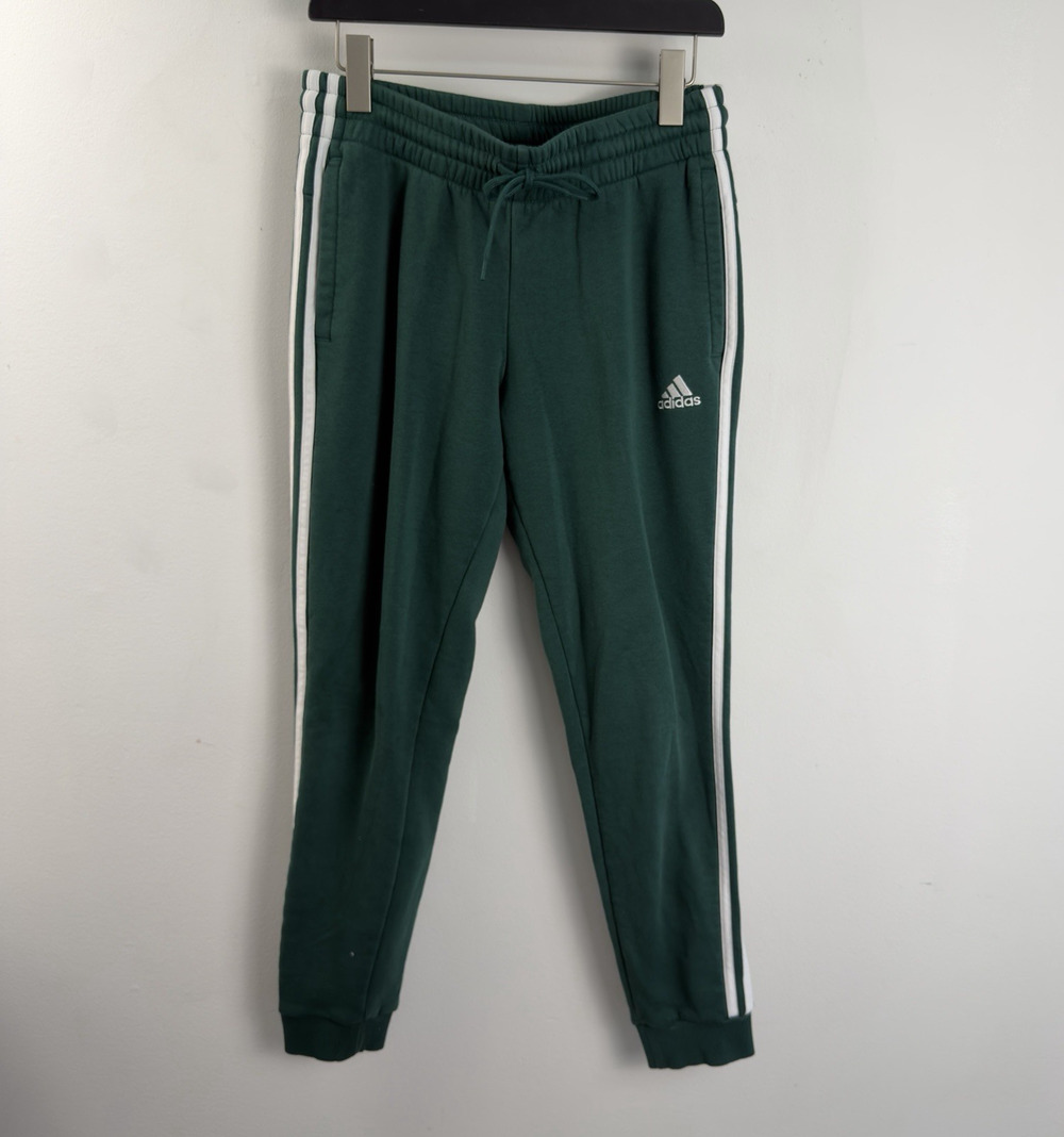 Adidas Women's Medium Green Jogger Pants Powder Teal 3-Stripes Fleece